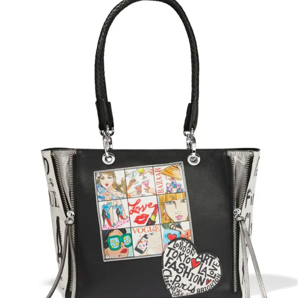 Brighton Fashionista Cover Girls Tote Bag with Fashion Print NEW - Picture 2 of 7